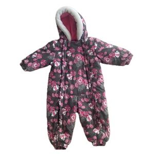 OSH KOSH B’GOSH Baby Floral Snowsuit – 18 Months, Pink & Grey, EUC